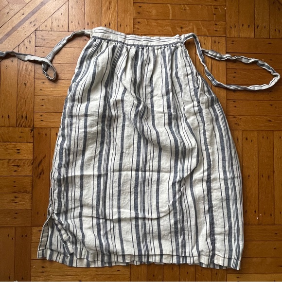 Zara Striped Linen Midi Skirt SZ XS - Picture 6 of 8